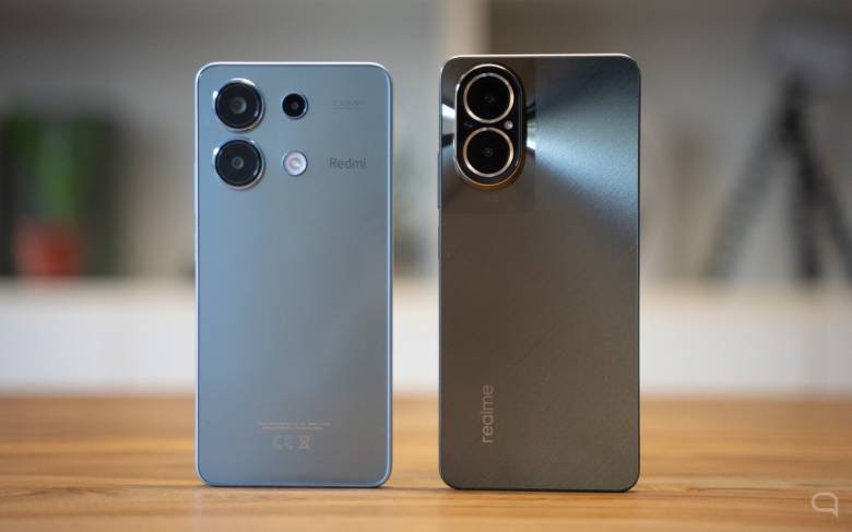 Xiaomi Redmi Note 13 on the left and Realme C67 on the right.